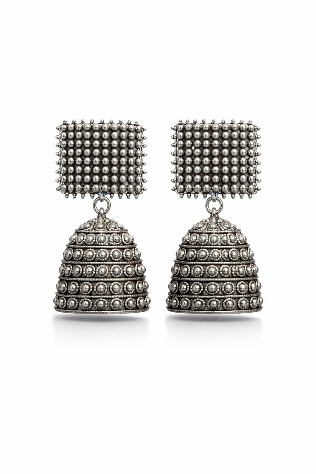 Silver Aura Jhumkas